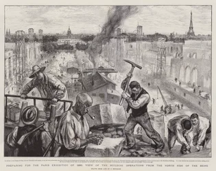 Preparing for the Paris Exhibition of 1900, View of the Building Operations from the North Side of the Seine